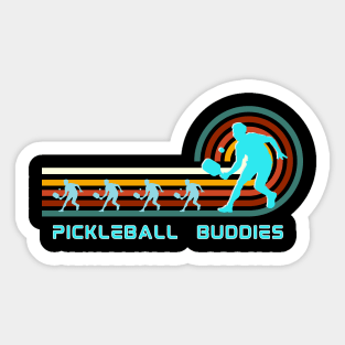 Pickleball buddies, retro sunset pickleball player friends group team Sticker